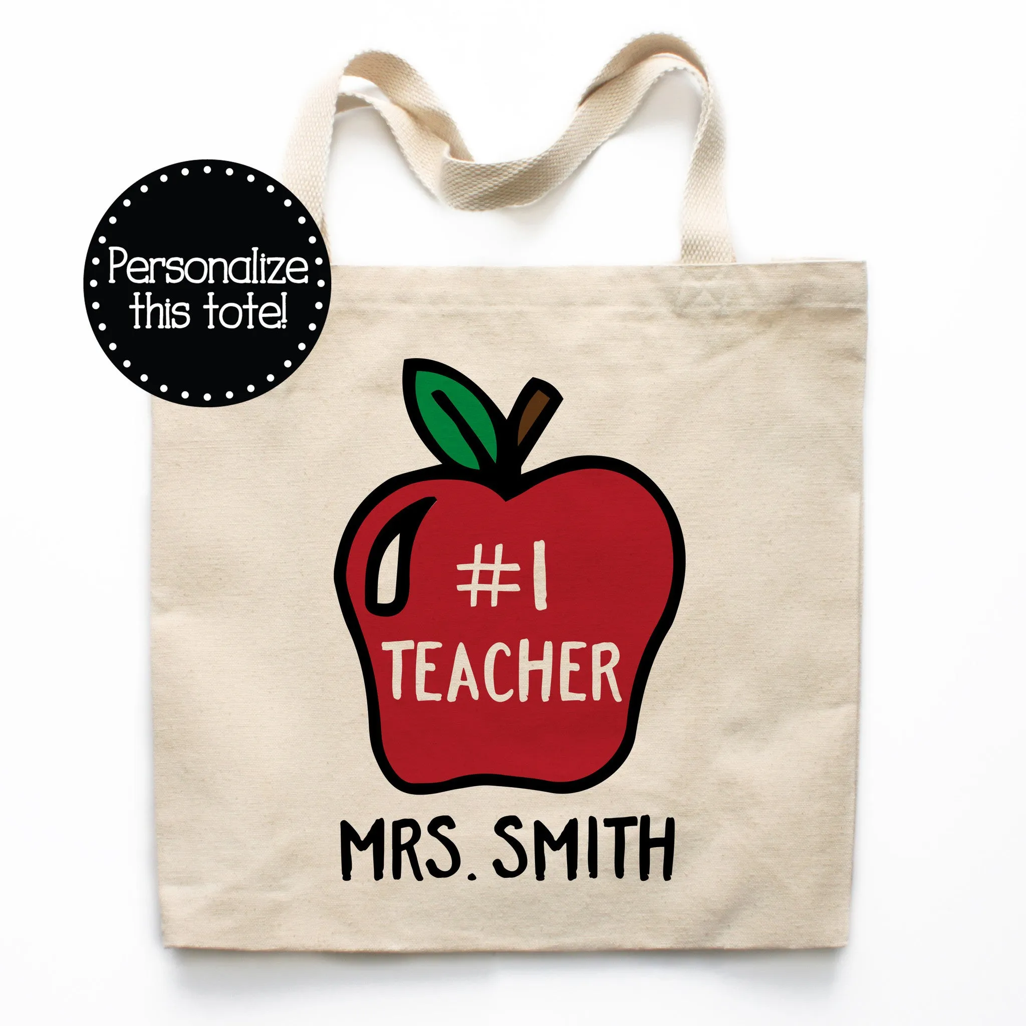 #1 Teacher Canvas Tote Bag