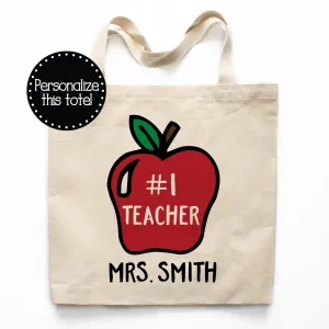 #1 Teacher Canvas Tote Bag
