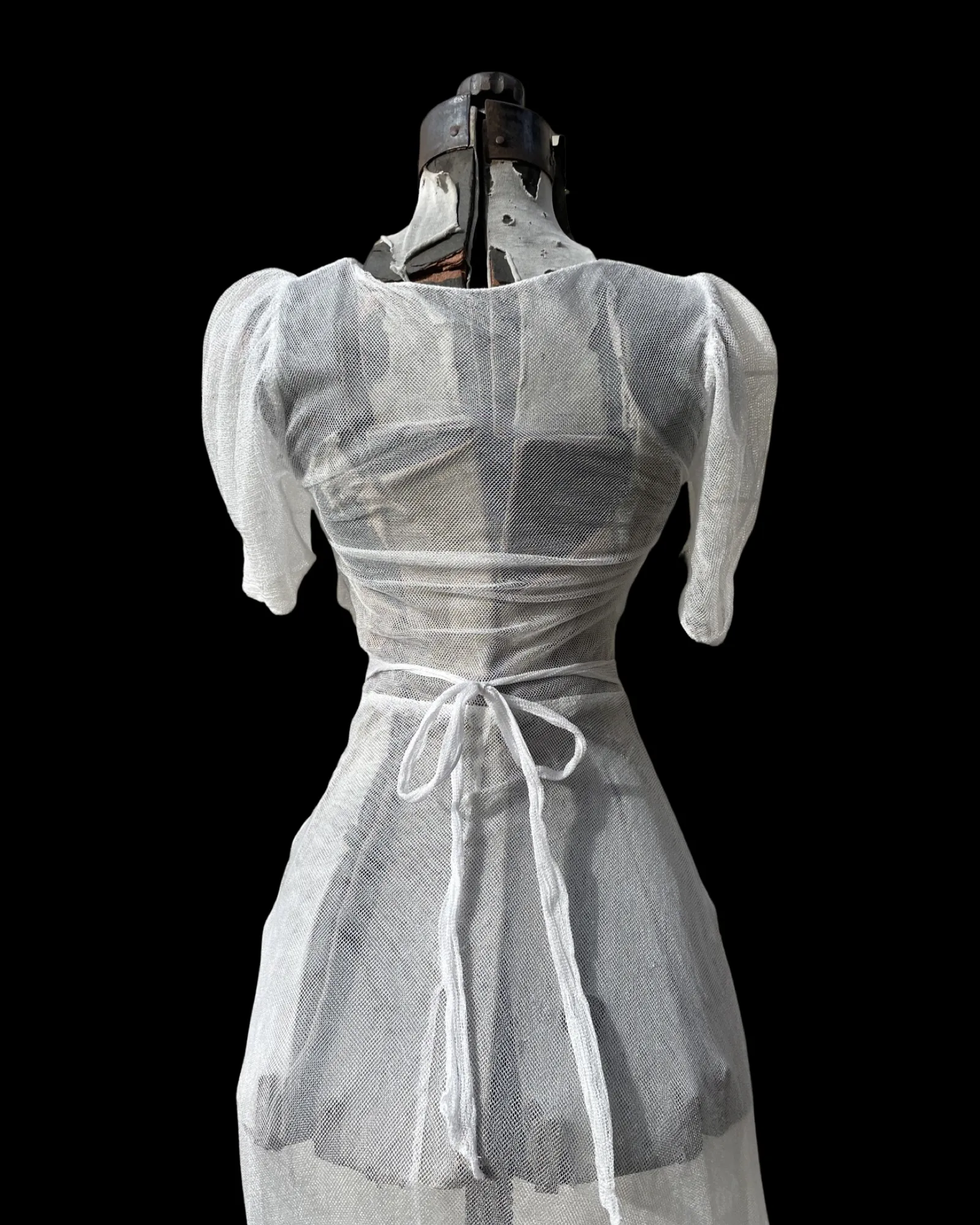 1930s Bow Mesh Floor Length Dress