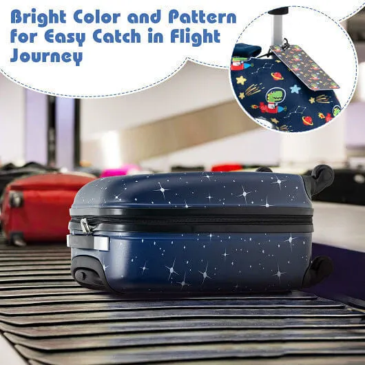 5 Piece Kids Luggage Set with Backpack Neck Pillow Name Tag Lunch Bag-Dark Blue