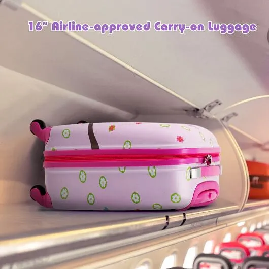 5 Piece Kids Luggage Set with Backpack Neck Pillow Name Tag Lunch Bag-Pink - Col