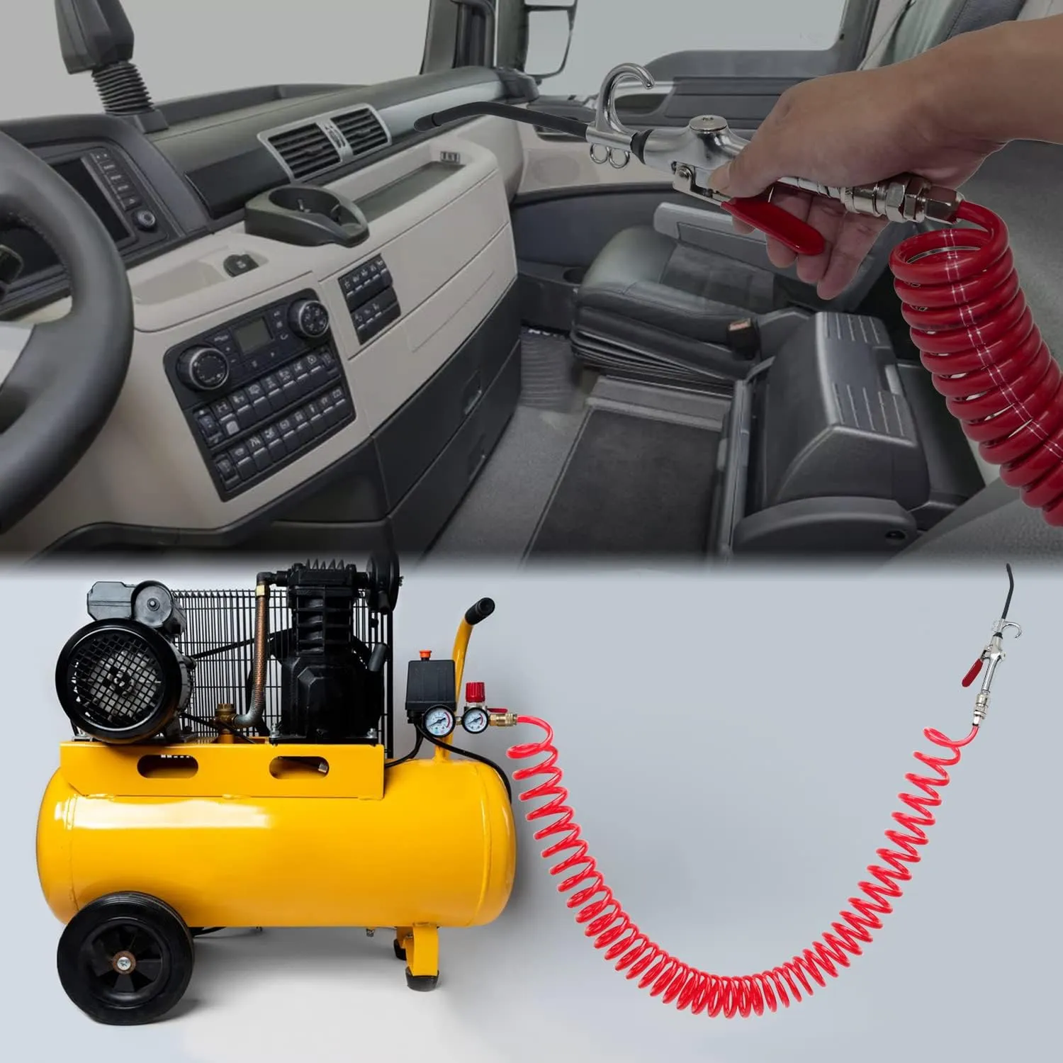 9m Red Truck Dust Air Blow Gun Kit Long Air Hose Heavy Duty Cleaning With Long N