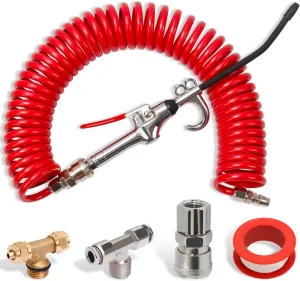 9m Red Truck Dust Air Blow Gun Kit Long Air Hose Heavy Duty Cleaning With Long N