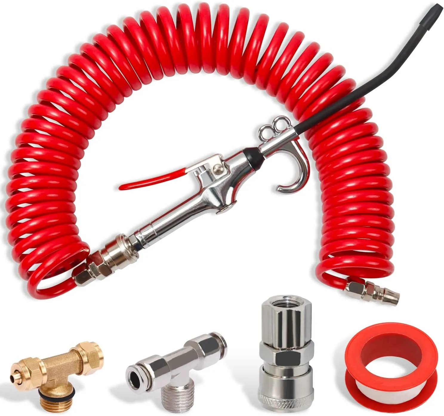 9m Red Truck Dust Air Blow Gun Kit Long Air Hose Heavy Duty Cleaning With Long N