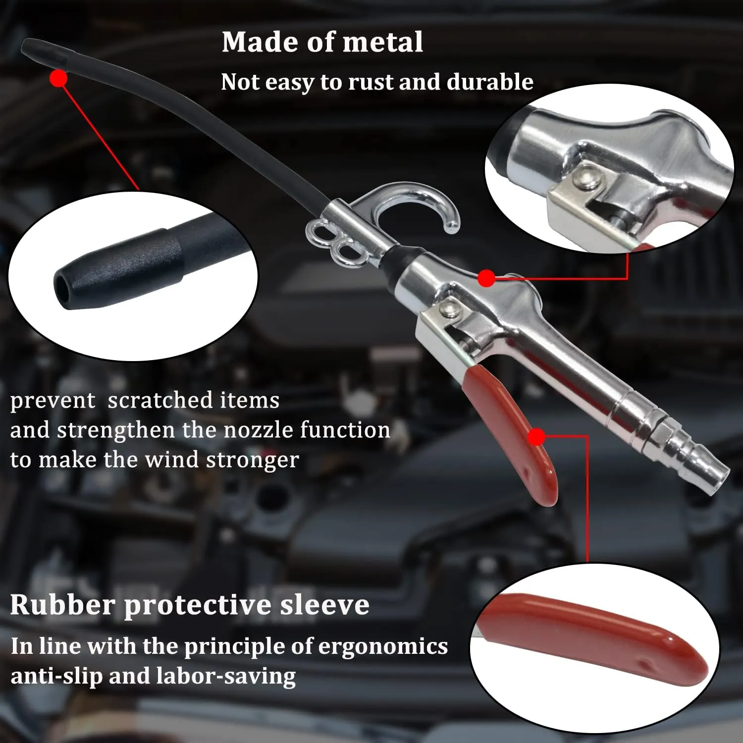 9m Red Truck Dust Air Blow Gun Kit Long Air Hose Heavy Duty Cleaning With Long N