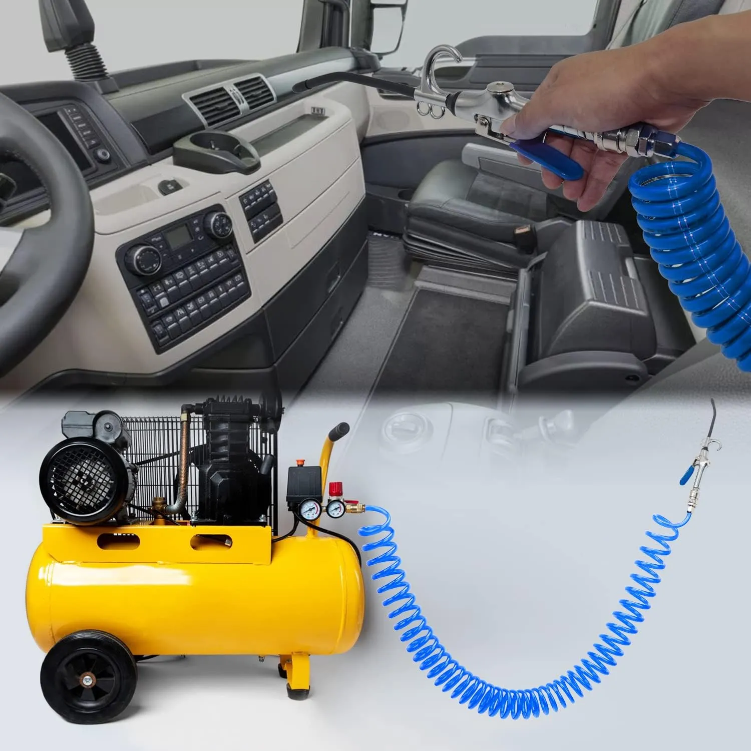 9m Red Truck Dust Air Blow Gun Kit Long Air Hose Heavy Duty Cleaning With Long N