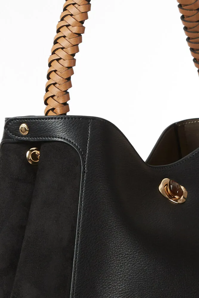 Adriana Black Woven Handle Hobo