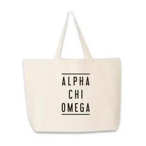 Alpha Chi Omega Sorority Printed on Large Canvas Tote Bag