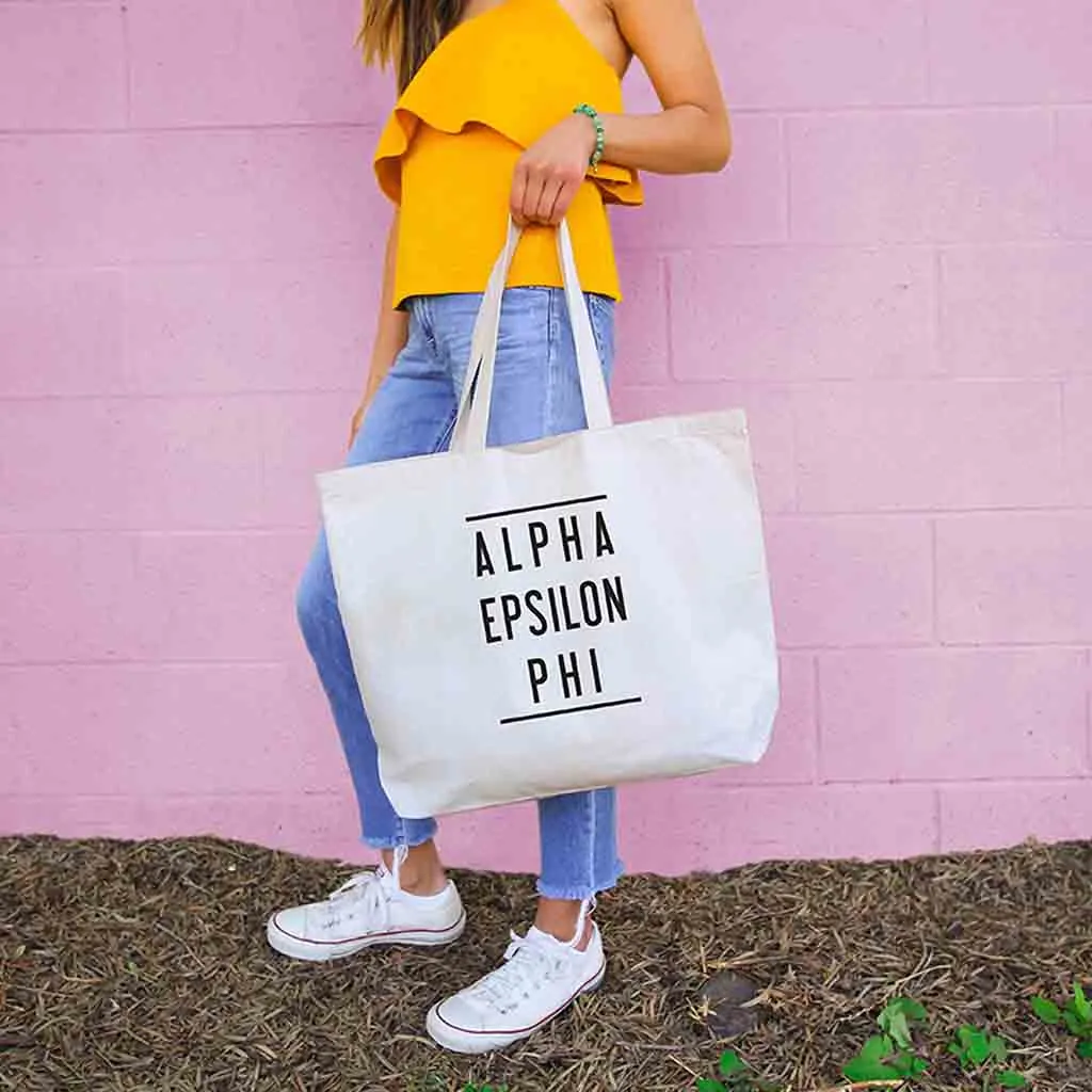 Alpha Epsilon Phi Sorority Printed on Large Canvas Tote Bag