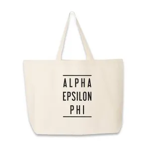 Alpha Epsilon Phi Sorority Printed on Large Canvas Tote Bag