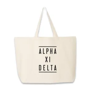 Alpha Xi Delta Sorority Printed on Roomy Canvas Tote Bag