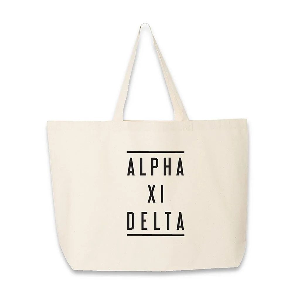 Alpha Xi Delta Sorority Printed on Roomy Canvas Tote Bag