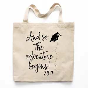 And So The Adventure Begins Graduation Canvas Tote Bag