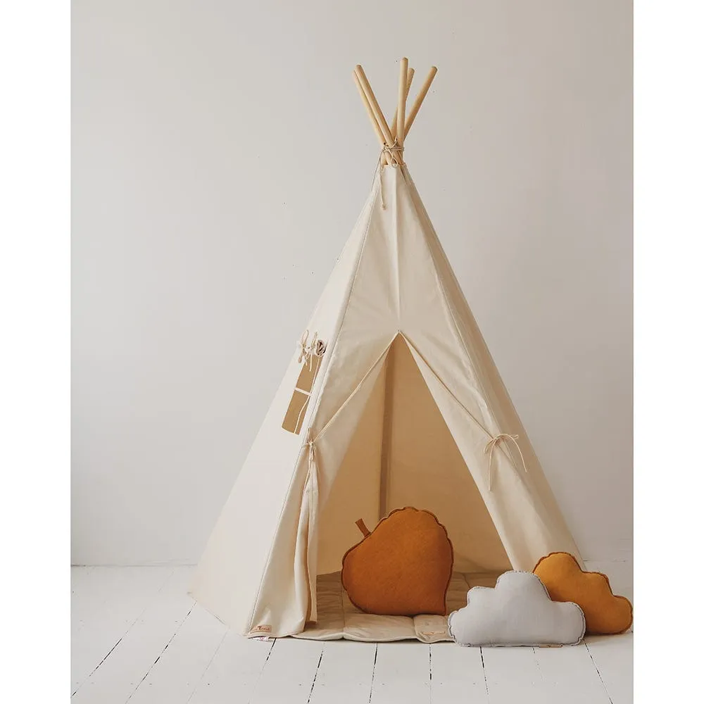Beige Teepee And Mat Set - Beige & Grey