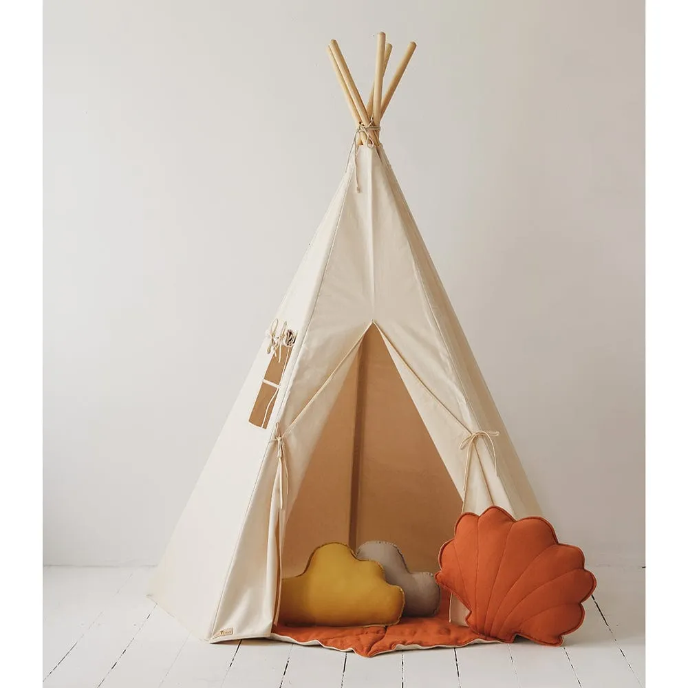 Beige Teepee And Mat Set - Beige & Grey