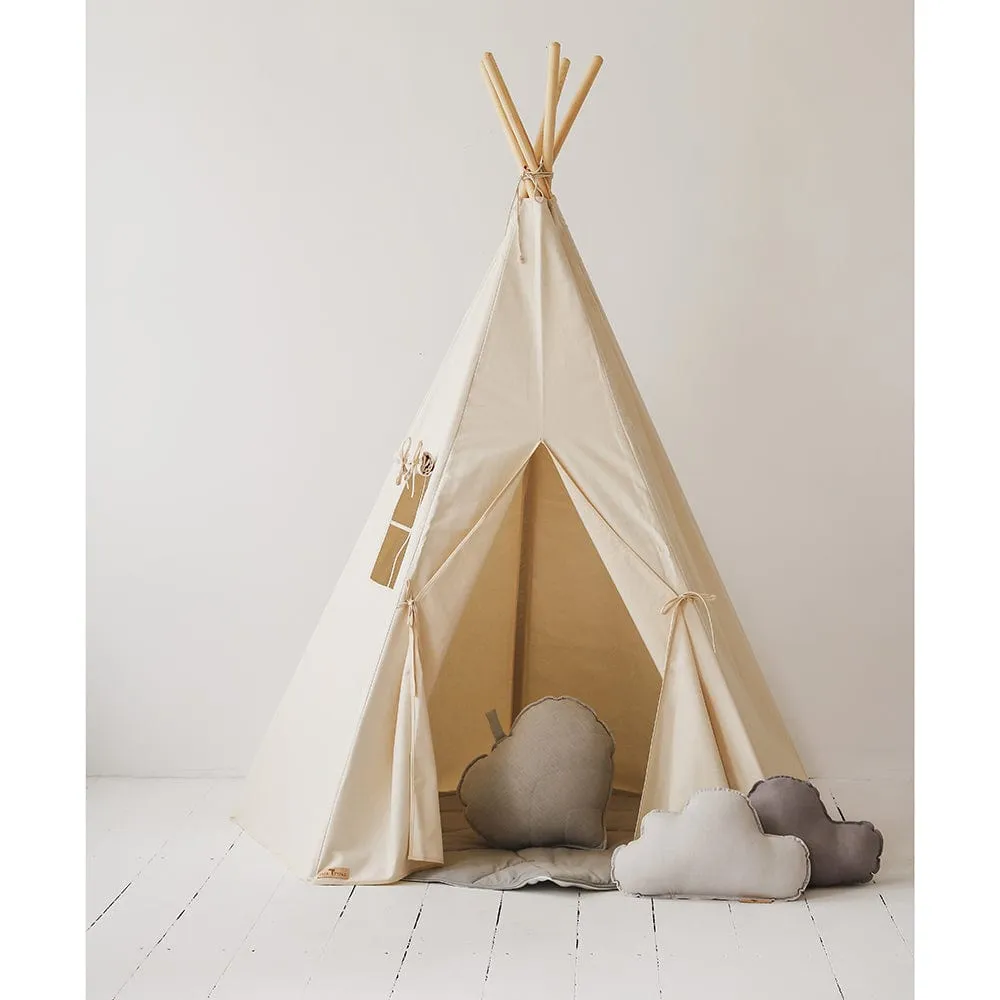 Beige Teepee And Mat Set - Beige & Grey
