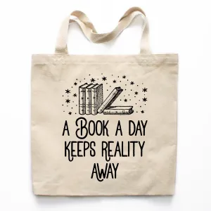 Book a Day Keeps Reality Away Canvas Tote Bag