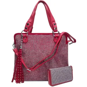 Born to stunt rhinestone bag and wallet