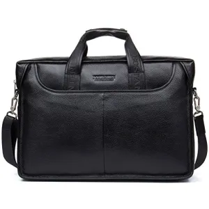 BOSTANTEN Leather Briefcase Handbag Messenger Business Bag-Black