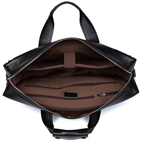 BOSTANTEN Leather Briefcase Handbag Messenger Business Bag-Black