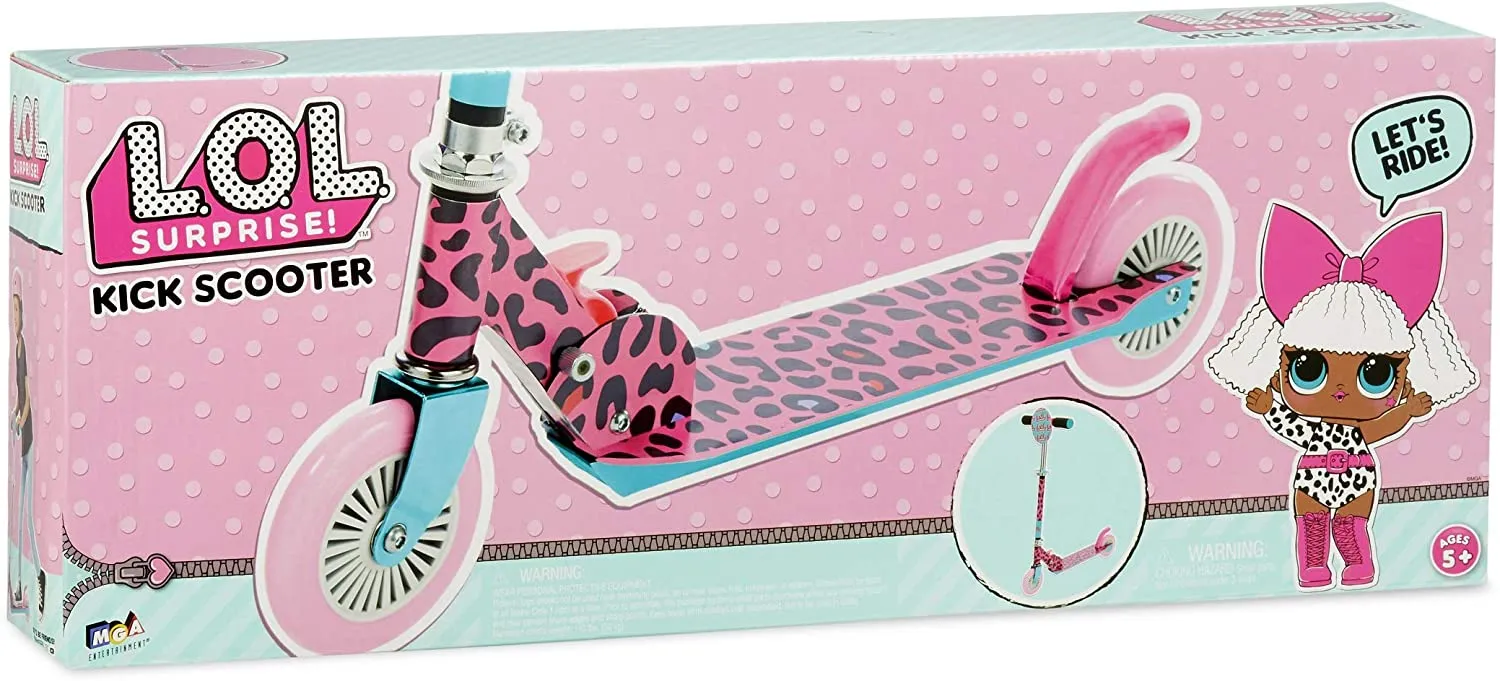 Brand new, slightly damaged box, contents are perfect! L.O.L. Surprise!: Folding Kick Scooter- Leopard, Multicolour! Age 5 