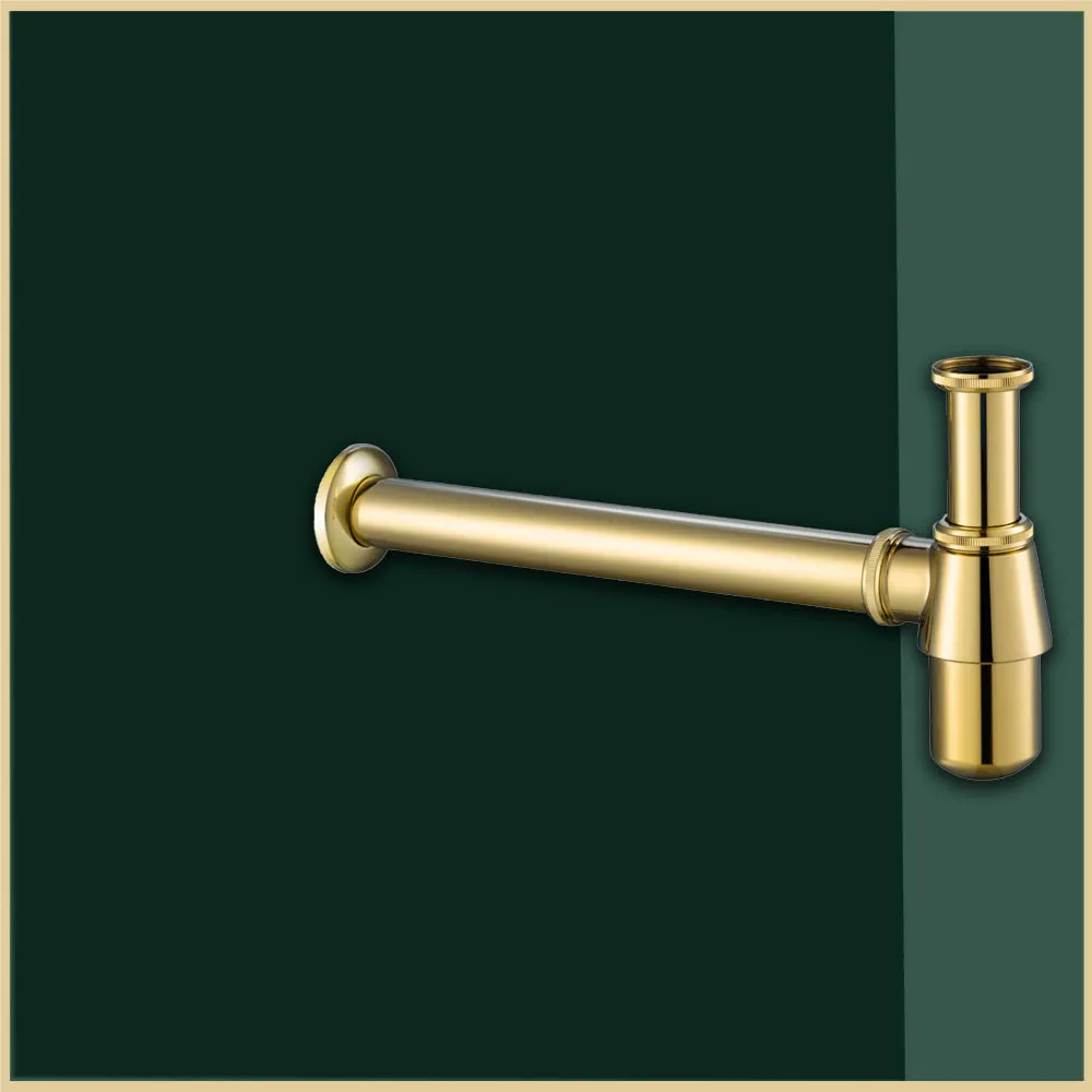 Brushed Gold Basin Bottle Trap with 300mm Pipe