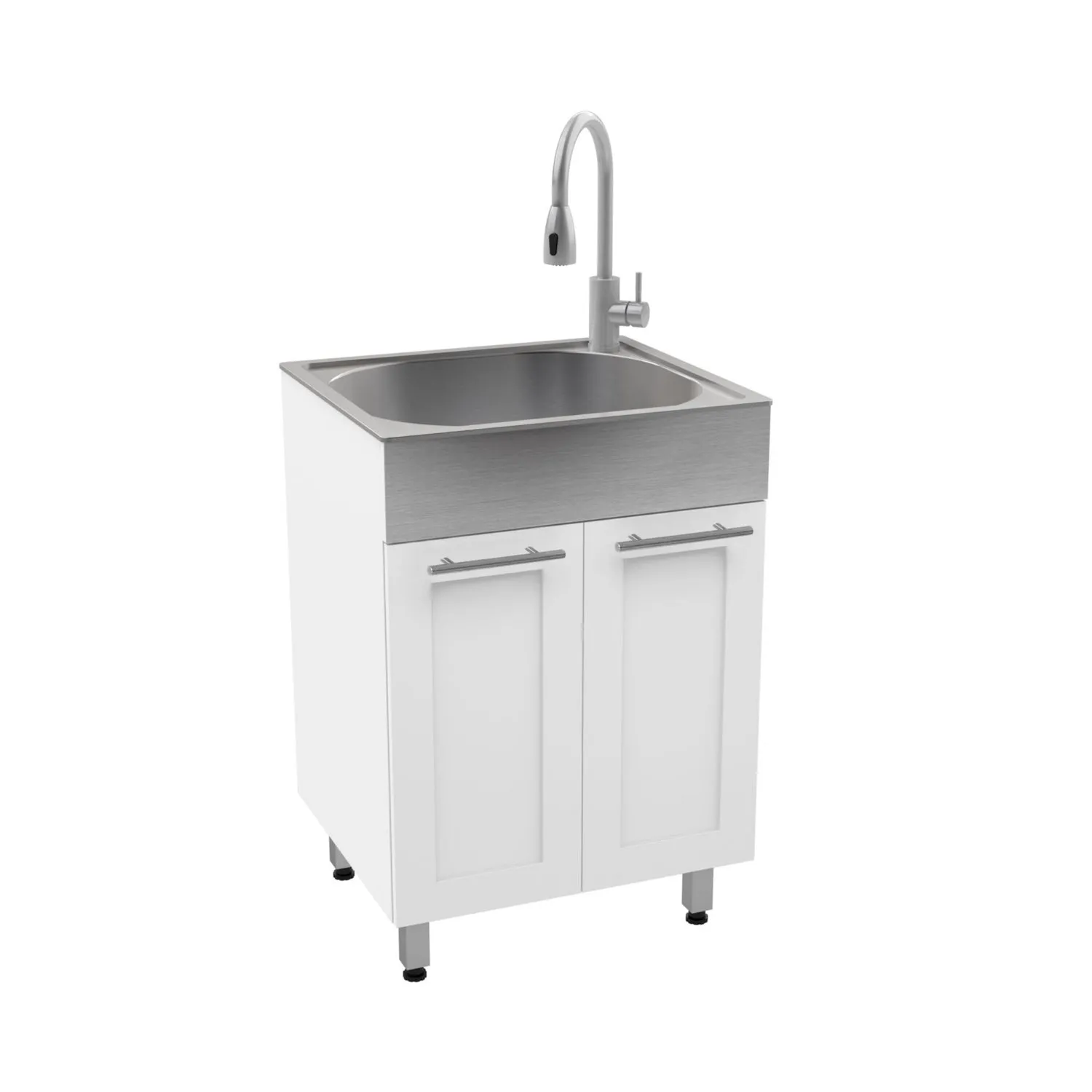 CABINET WITH STAINLESS STEEL SINK WHITE