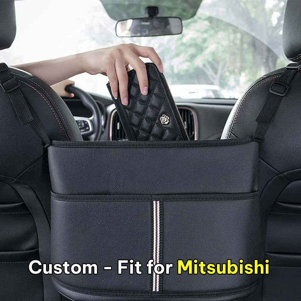 Car Purse Holder for Car Handbag Holder Between Seats Premium PU Leather, Custom Fit For Car, Hanging Car Purse Storage Pocket Back Seat Pet Barrier WANS223