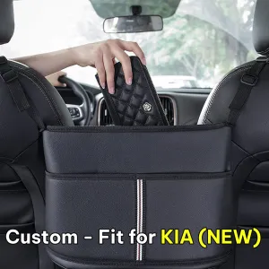 Car Purse Holder for Car Handbag Holder Between Seats Premium PU Leather, Custom Fit For Car, Hanging Car Purse Storage Pocket Back Seat Pet Barrier WAUE223
