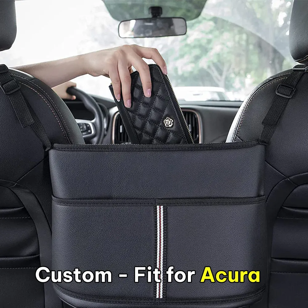 Car Purse Holder for Car Handbag Holder Between Seats Premium PU Leather, Custom Fit For Cars, Hanging Car Purse Storage Pocket Back Seat Pet Barrier WAAC223
