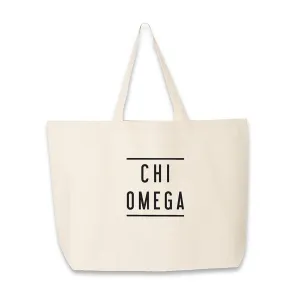 Chi Omega Sorority Printed on a Roomy Canvas Tote Bag