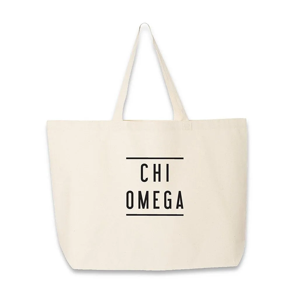 Chi Omega Sorority Printed on a Roomy Canvas Tote Bag