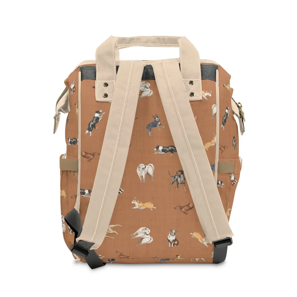 Cow Dogs Diaper Bag in Tan