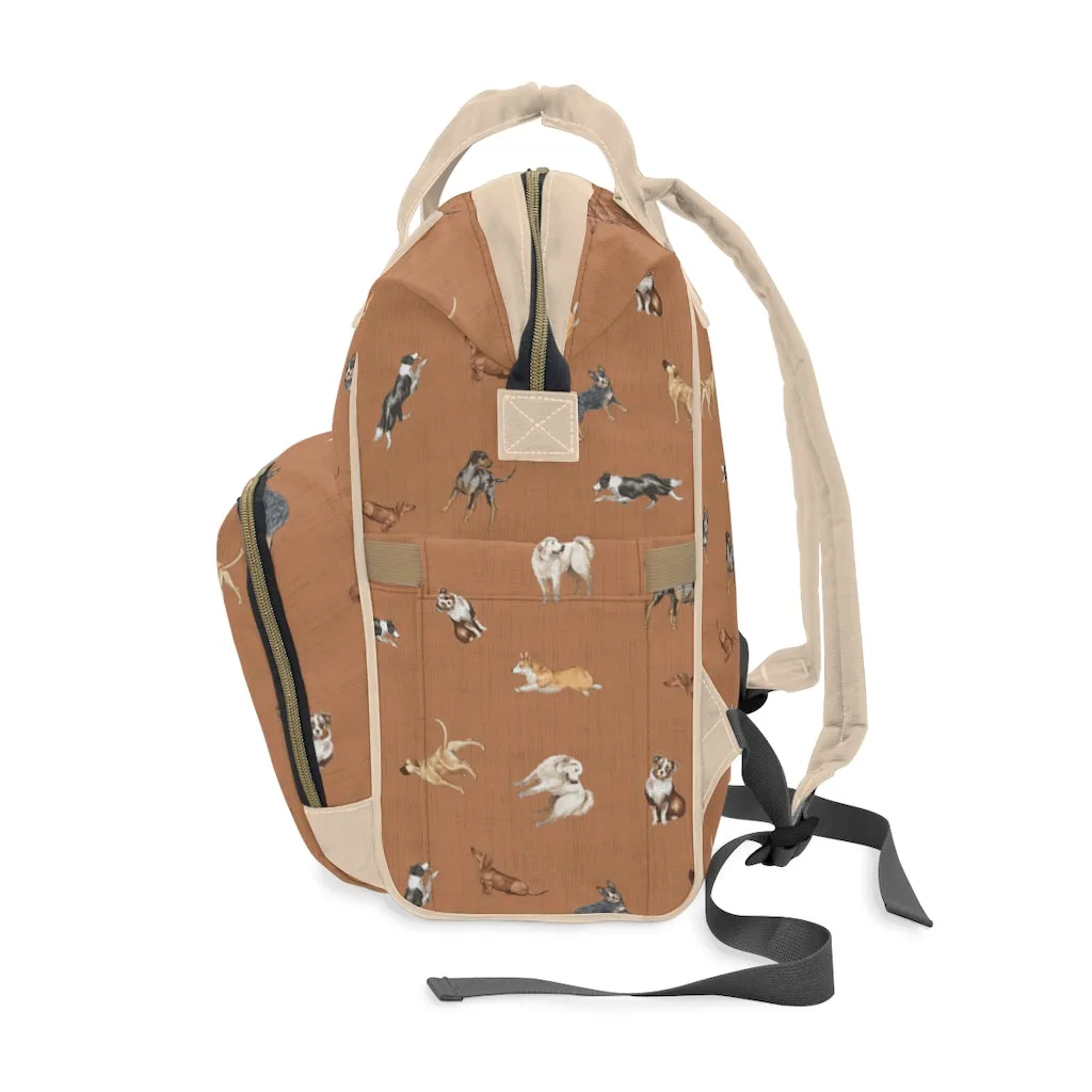 Cow Dogs Diaper Bag in Tan