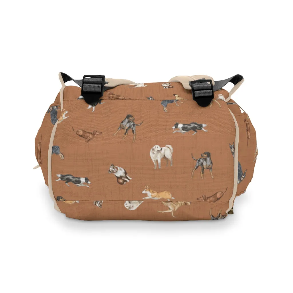 Cow Dogs Diaper Bag in Tan