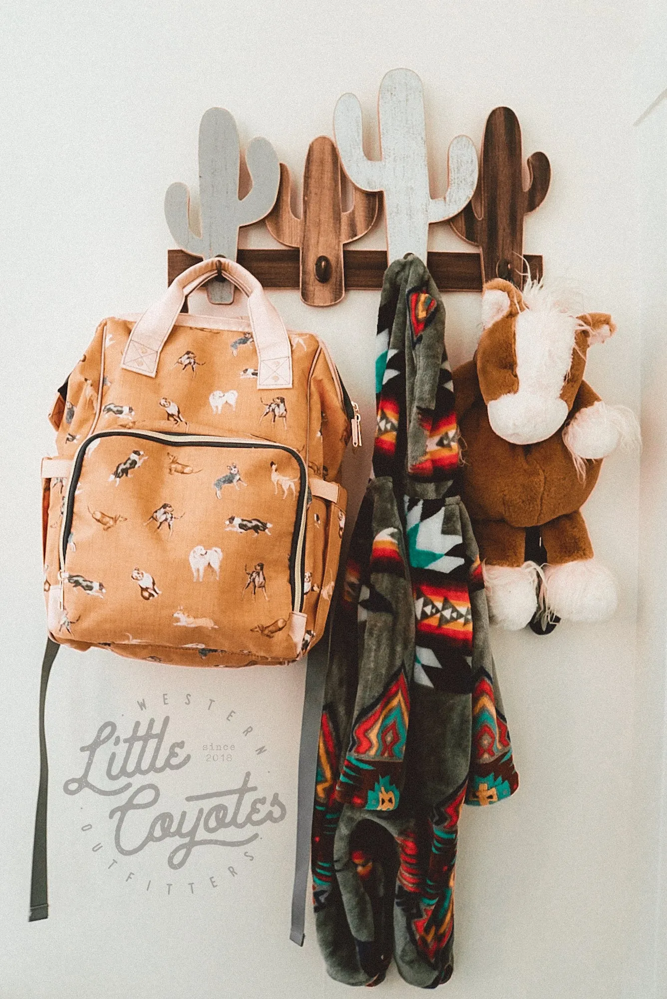 Cow Dogs Diaper Bag in Tan