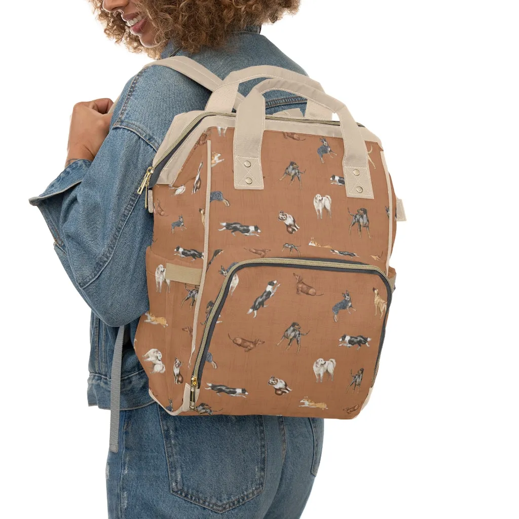 Cow Dogs Diaper Bag in Tan
