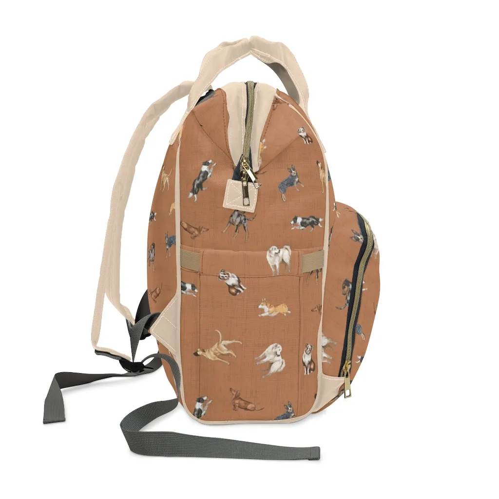 Cow Dogs Diaper Bag in Tan