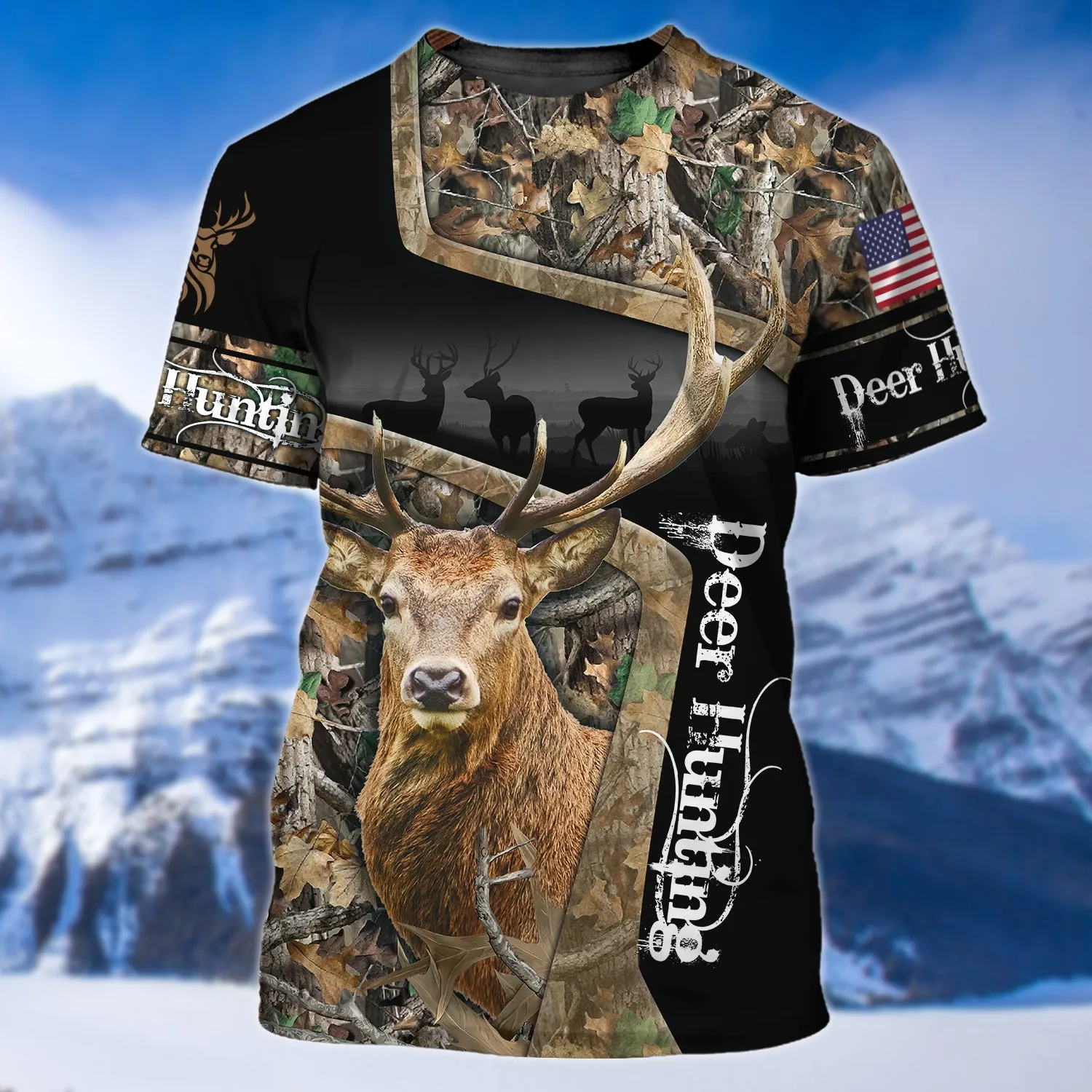 Deer Hunting America Flag 3D Shirts For Men and Women