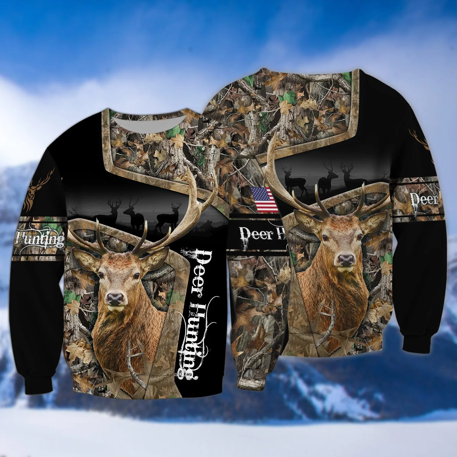 Deer Hunting America Flag 3D Shirts For Men and Women