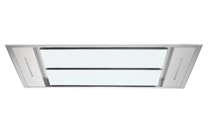 Falco 110cm Ceiling Extractor White Glass and S/Steel FAL-110-CEWG
