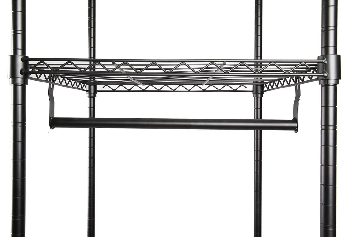 Finnhomy Heavy Duty Wire Shelving Garment Rack for Closet Organizer Portable Clothes Wardrobe Storage with Adjustable Shelves and Hangers,Thicken Steel Tube，Black