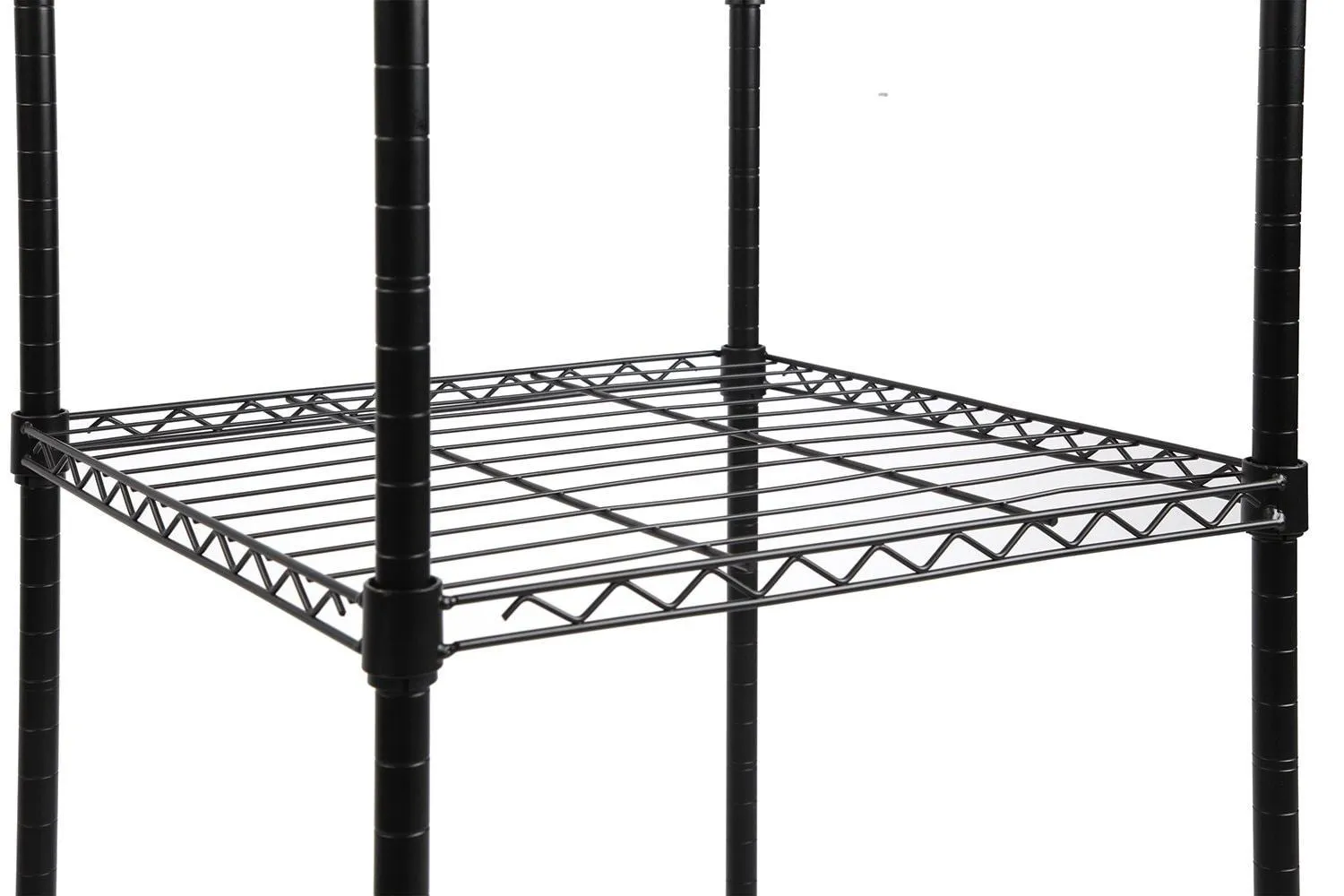 Finnhomy Heavy Duty Wire Shelving Garment Rack for Closet Organizer Portable Clothes Wardrobe Storage with Adjustable Shelves and Hangers,Thicken Steel Tube，Black