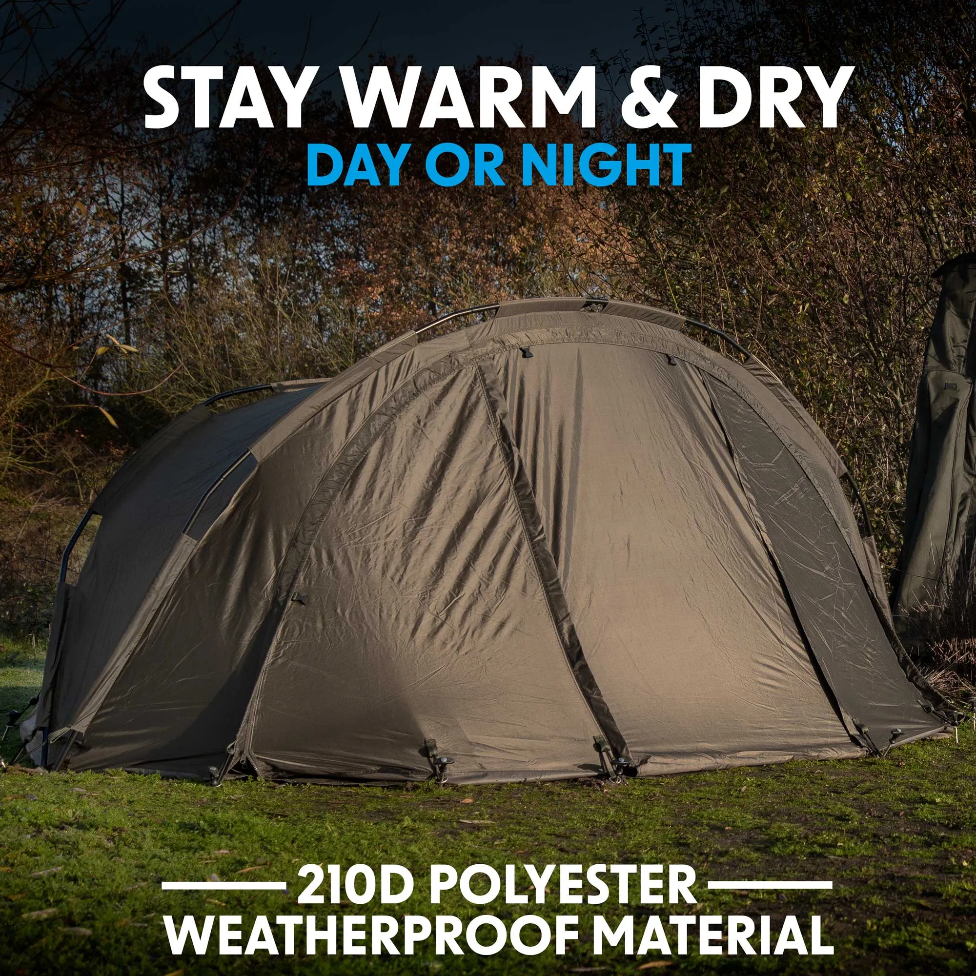 Fishing Bivvy Tent, 2-Person, UV Protection Quick Assembly Pre-Threaded Poles - DL76