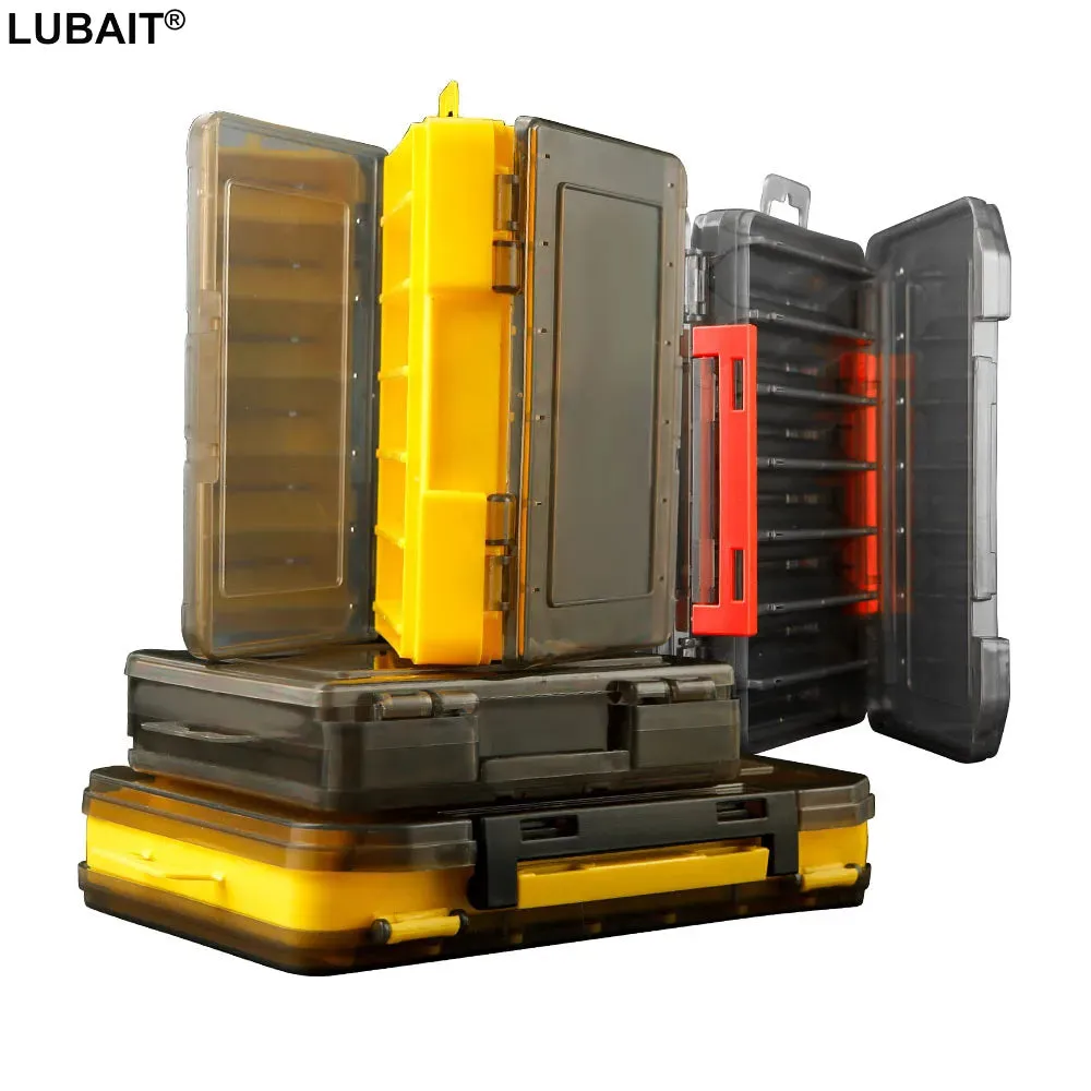 Fishing Tackle Box Lure Storage 14 Compartments Double Sided Open Case Strength