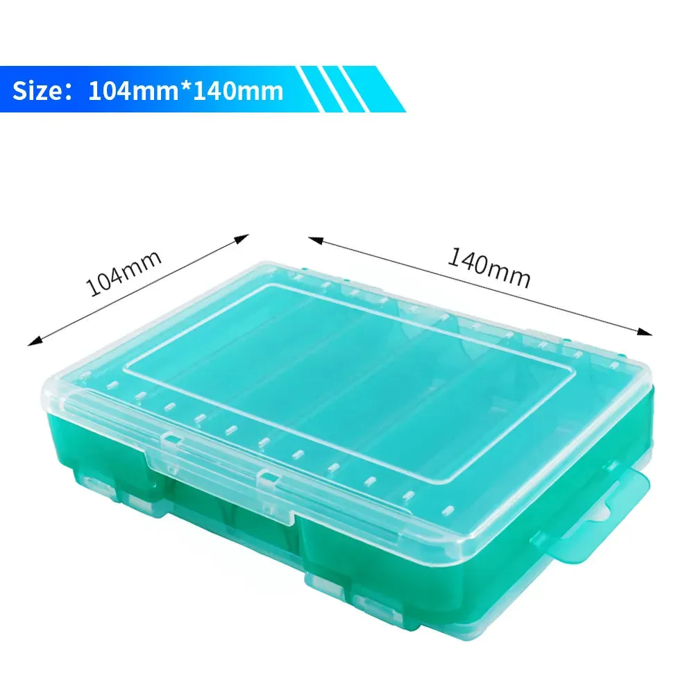 Fishing Tackle Box Lure Storage 14 Compartments Double Sided Open Case Strength