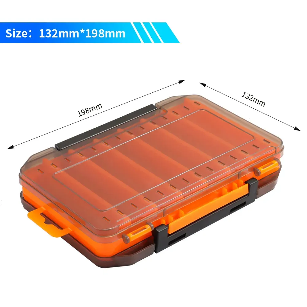 Fishing Tackle Box Lure Storage 14 Compartments Double Sided Open Case Strength