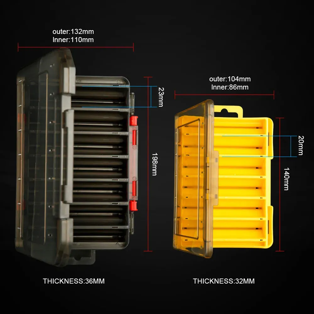 Fishing Tackle Box Lure Storage 14 Compartments Double Sided Open Case Strength
