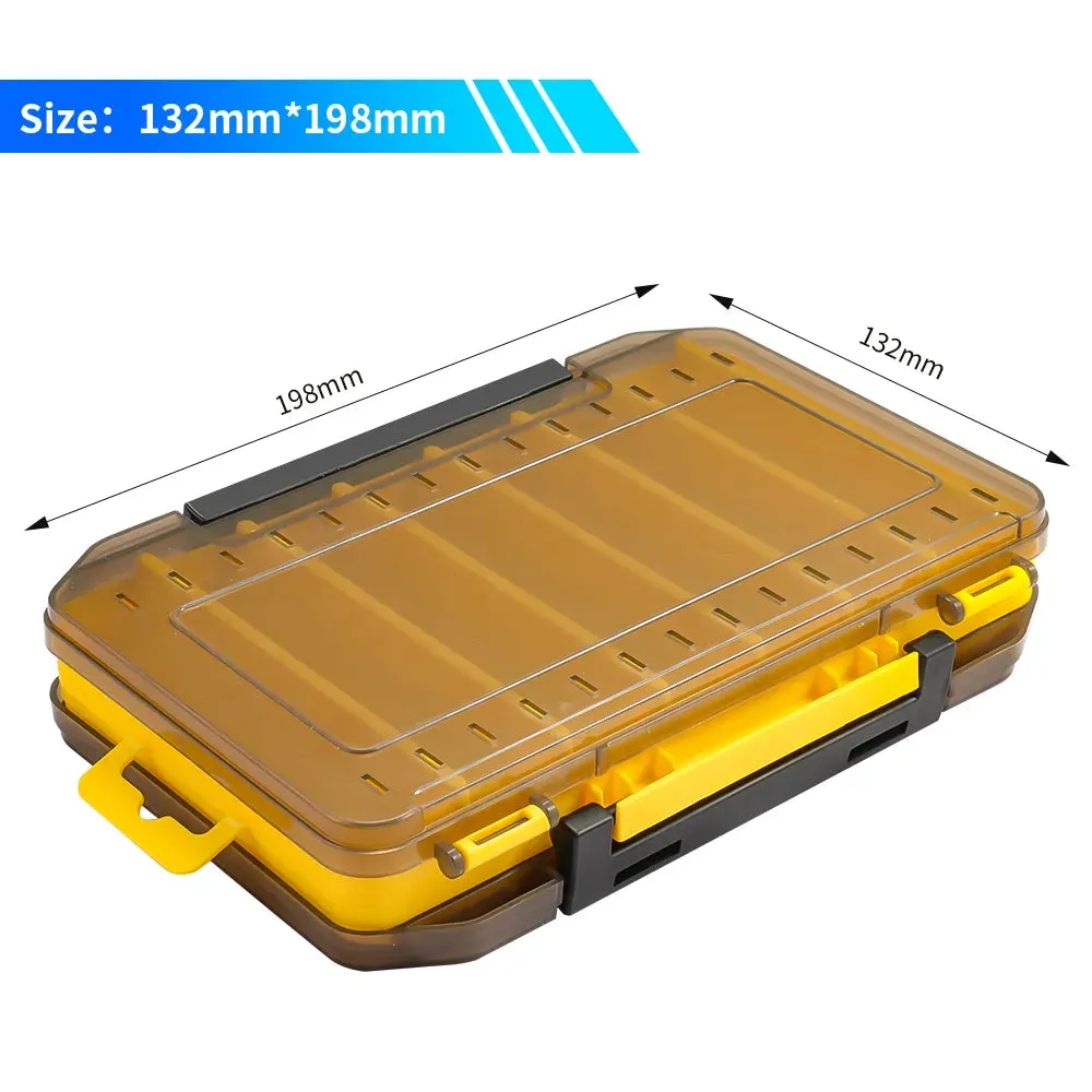 Fishing Tackle Box Lure Storage 14 Compartments Double Sided Open Case Strength