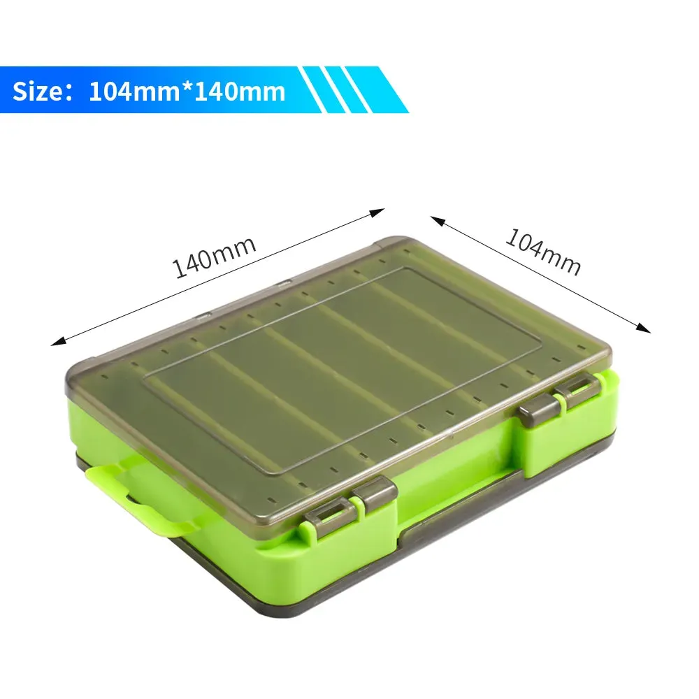 Fishing Tackle Box Lure Storage 14 Compartments Double Sided Open Case Strength